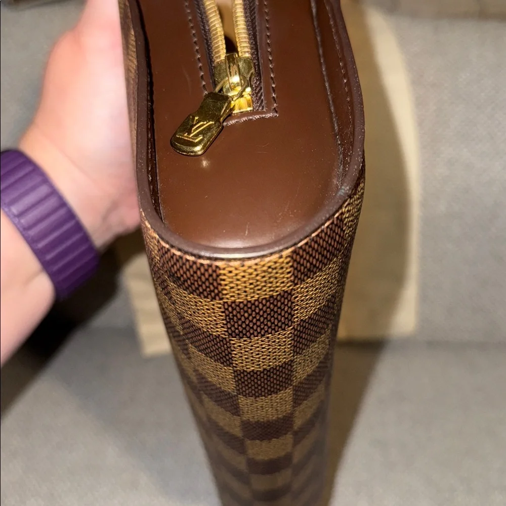 Louis Vuitton Damier Ebene Saint Louis Wristlet Authentic Brown, Unisex